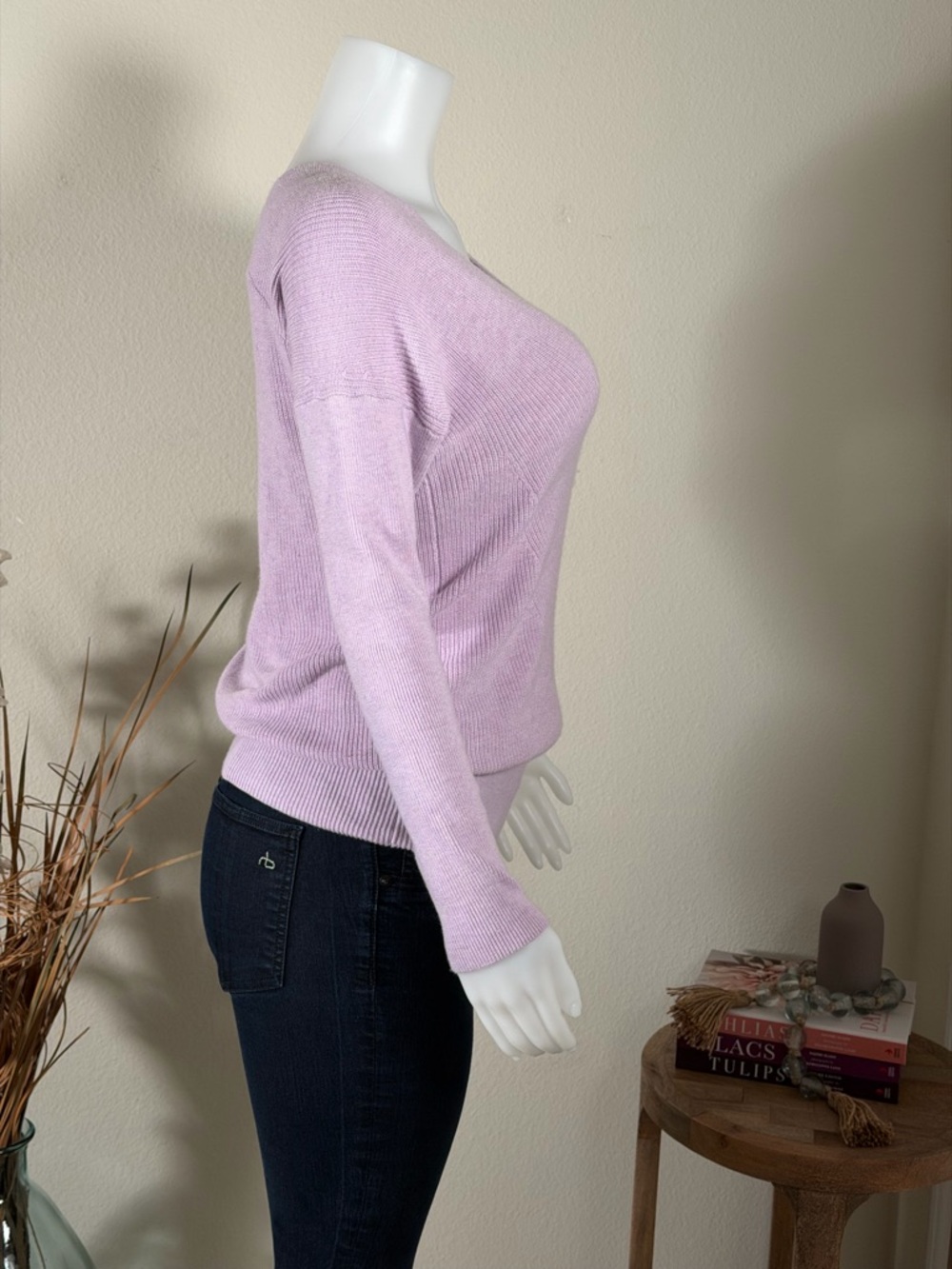 WH BM Lavender Scoop Neck Lightweight Sweater - Picture 4 of 8